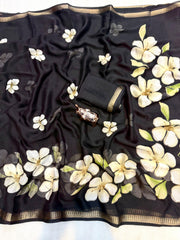 Pure Soft Marshmallow 3D Floral Printed Saree
