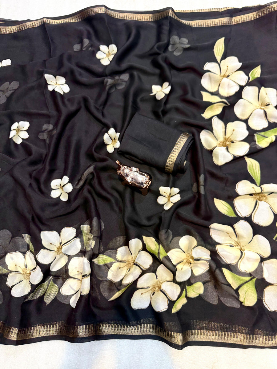 Pure Soft Marshmallow 3D Floral Printed Saree