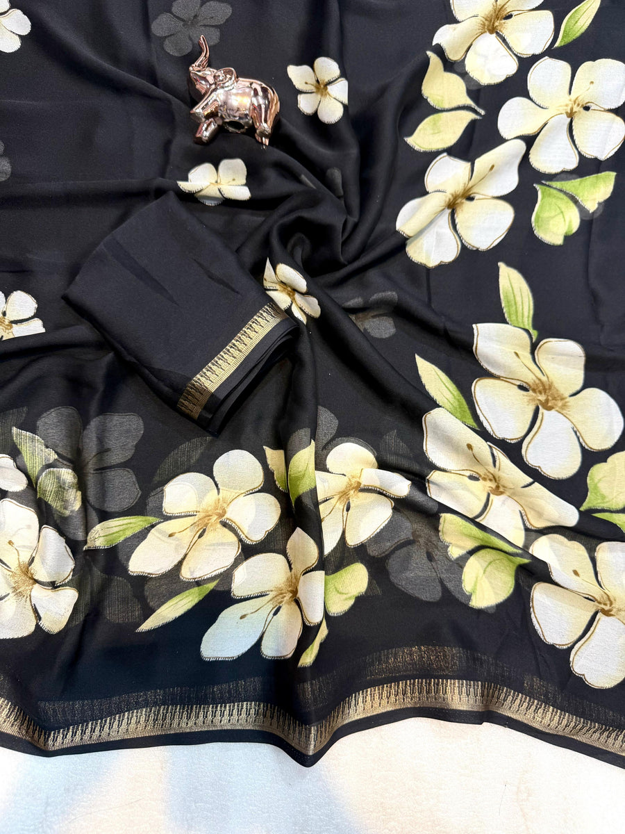 Pure Soft Marshmallow 3D Floral Printed Saree