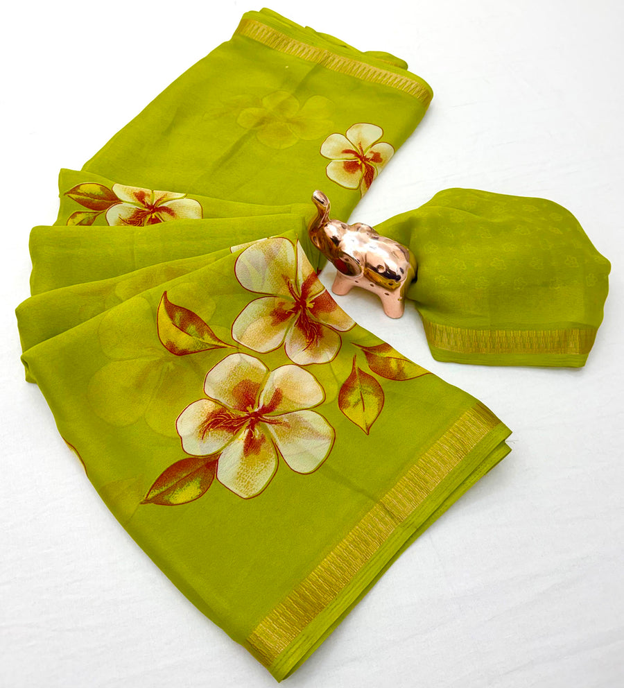 Pure Soft Marshmallow 3D Floral Printed Saree