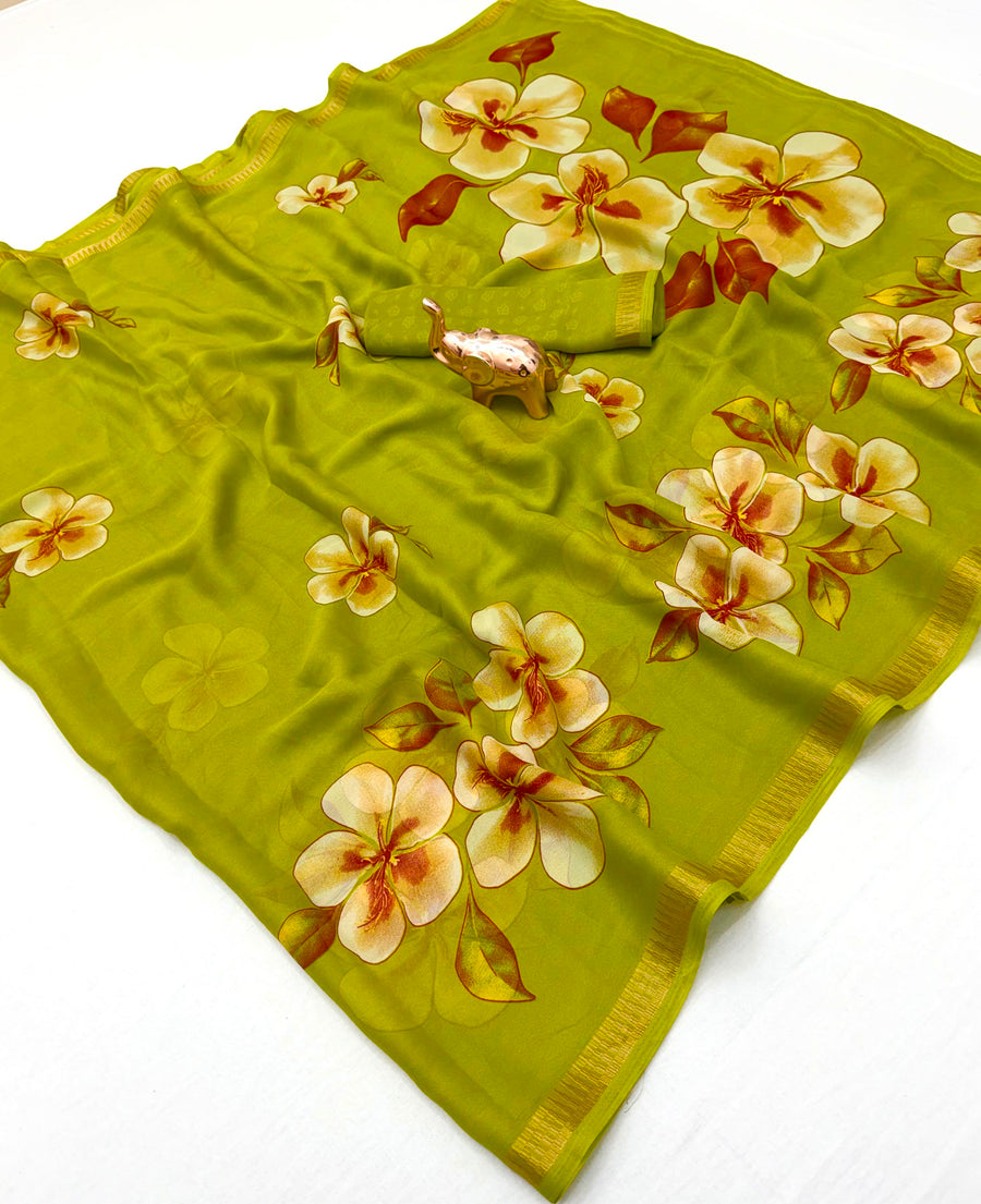 Pure Soft Marshmallow 3D Floral Printed Saree