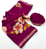 Pure Soft Marshmallow 3D Floral Printed Saree