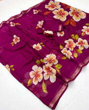 Pure Soft Marshmallow 3D Floral Printed Saree