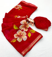 Pure Soft Marshmallow 3D Floral Printed Saree