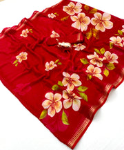 Pure Soft Marshmallow 3D Floral Printed Saree