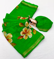 Pure Soft Marshmallow 3D Floral Printed Saree