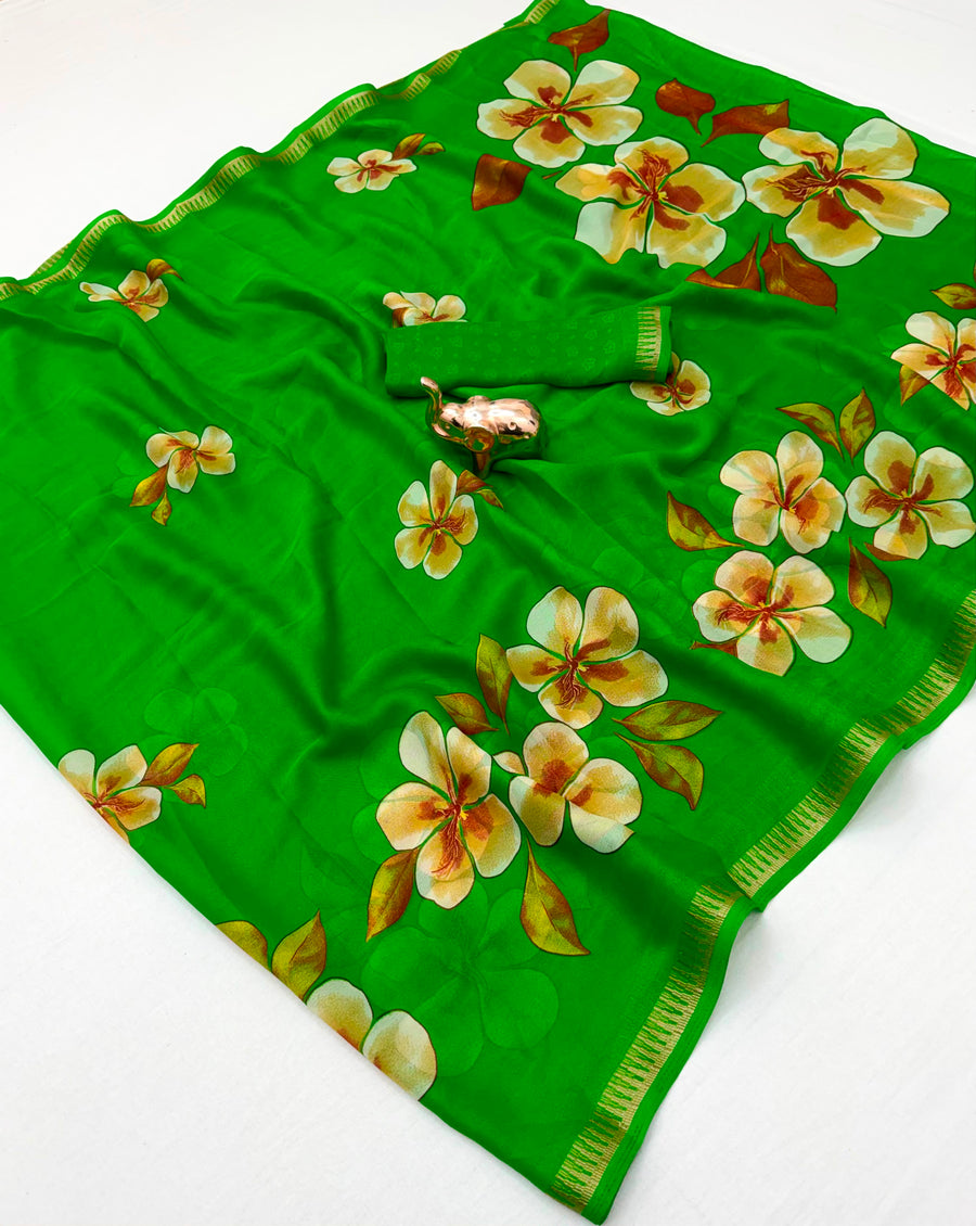Pure Soft Marshmallow 3D Floral Printed Saree