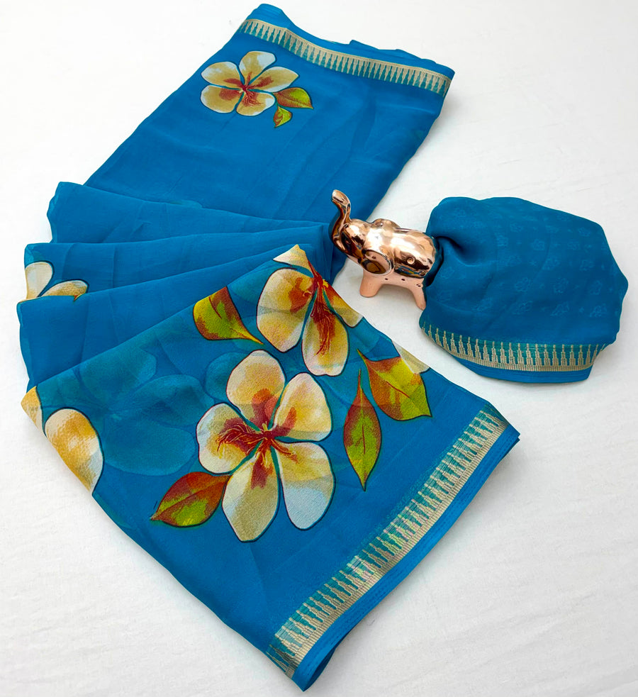 Pure Soft Marshmallow 3D Floral Printed Saree