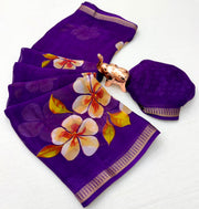 Pure Soft Marshmallow 3D Floral Printed Saree