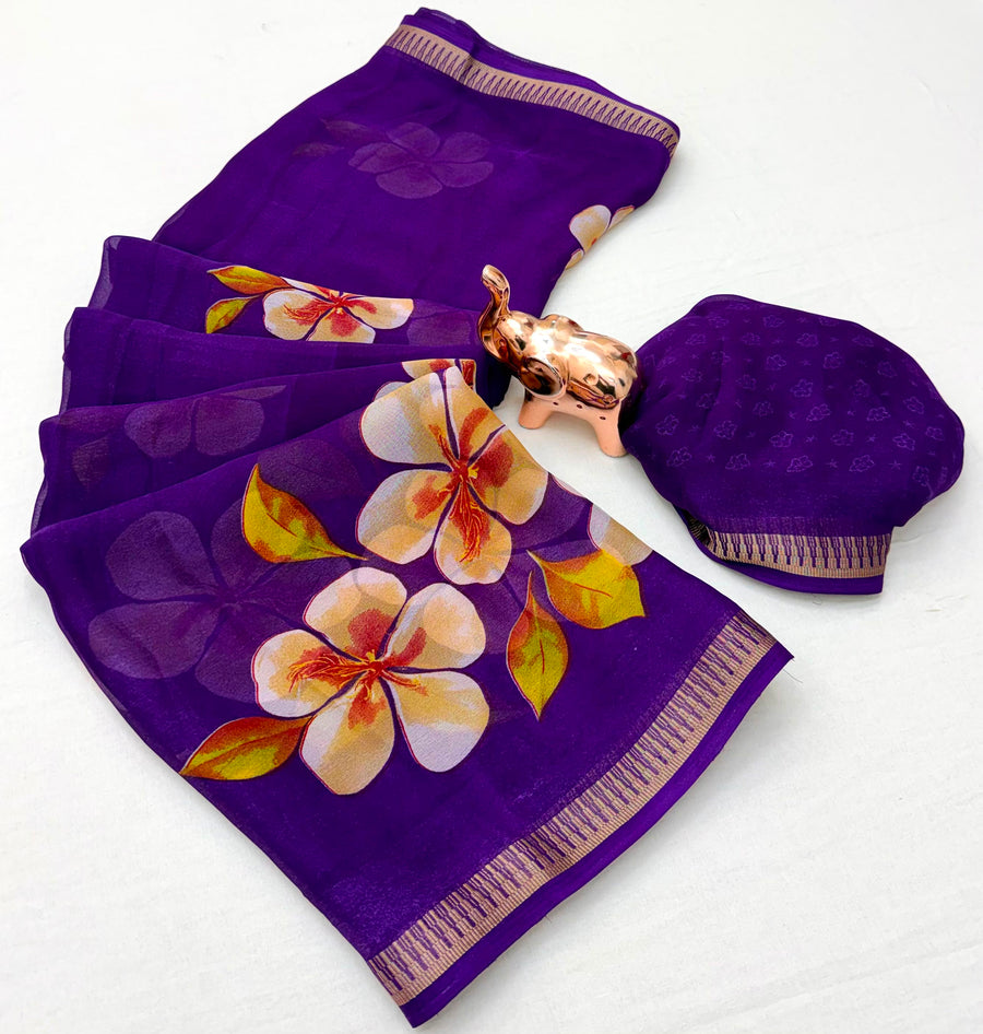 Pure Soft Marshmallow 3D Floral Printed Saree