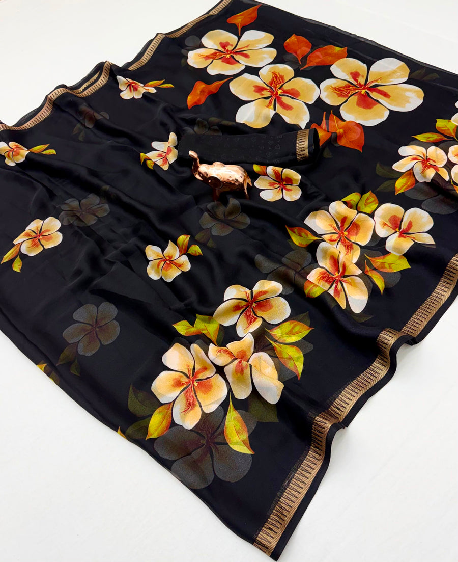 Pure Soft Marshmallow 3D Floral Printed Saree