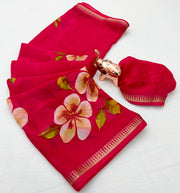 Pure Soft Marshmallow 3D Floral Printed Saree