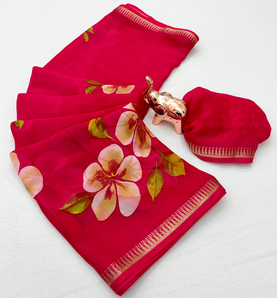 Pure Soft Marshmallow 3D Floral Printed Saree