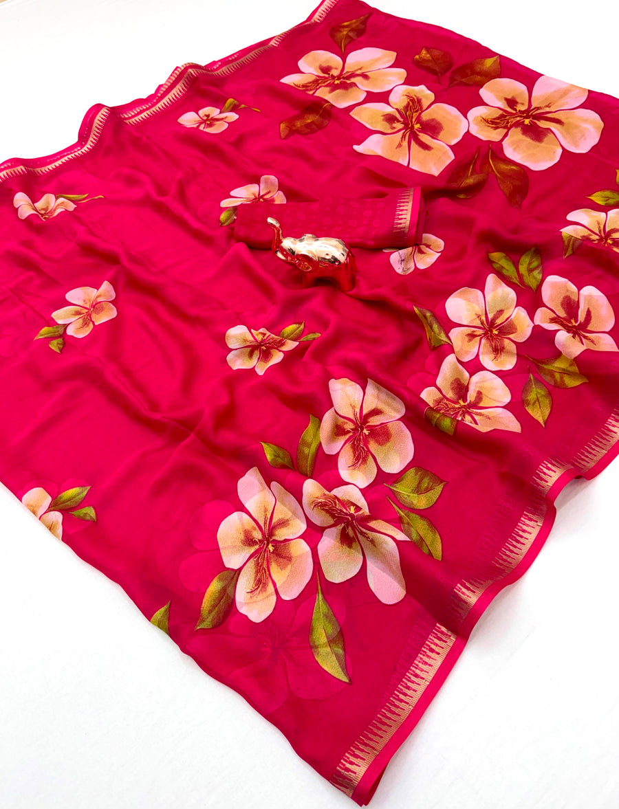 Pure Soft Marshmallow 3D Floral Printed Saree