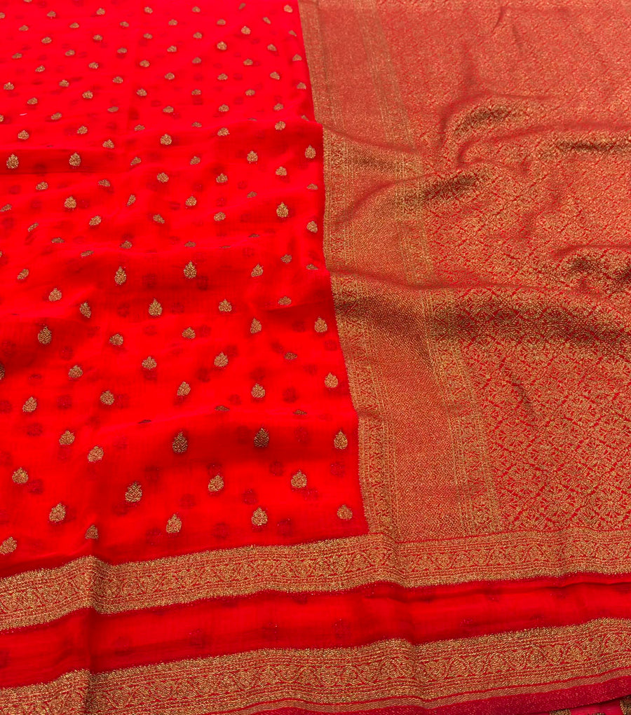 Premium Banarasi Khadi Weightless Georgette Saree