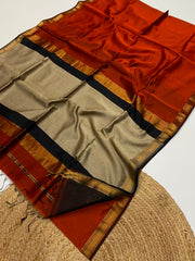 Maheshwari handwoven jute pallu sarees