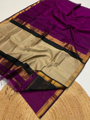 Maheshwari handwoven jute pallu sarees