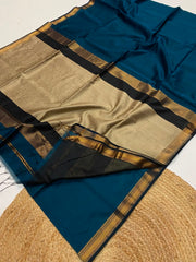 Maheshwari handwoven jute pallu sarees