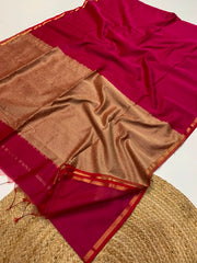 Maheshwari handwoven jute pallu sarees