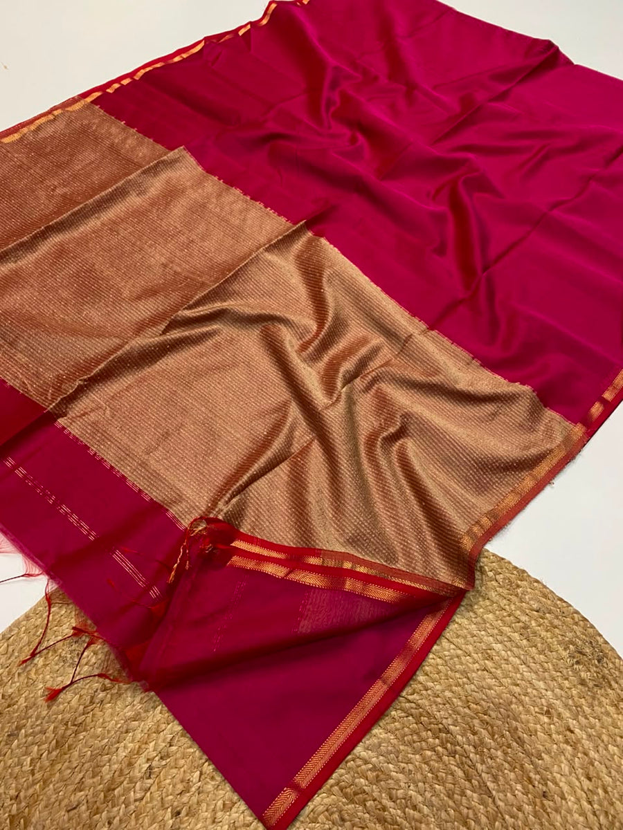 Maheshwari handwoven jute pallu sarees