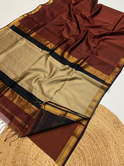 Maheshwari handwoven jute pallu sarees