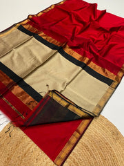 Maheshwari handwoven jute pallu sarees