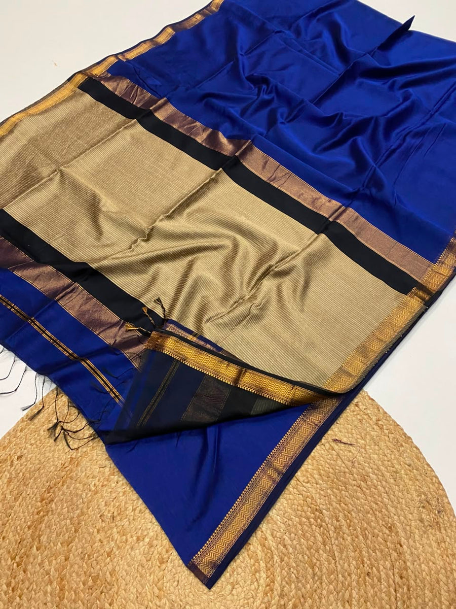 Maheshwari handwoven jute pallu sarees