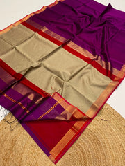 Maheshwari handwoven jute pallu sarees