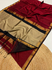 Maheshwari handwoven jute pallu sarees