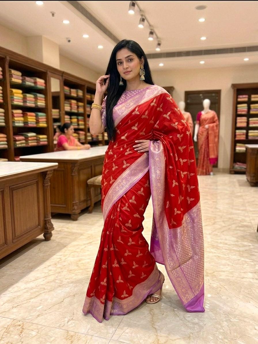 Beautiful Banarasi semi katan silk sarees
