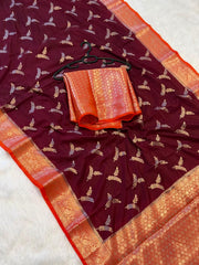 Beautiful Banarasi semi katan silk sarees