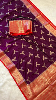 Beautiful Banarasi semi katan silk sarees
