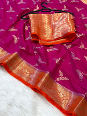 Beautiful Banarasi semi katan silk sarees