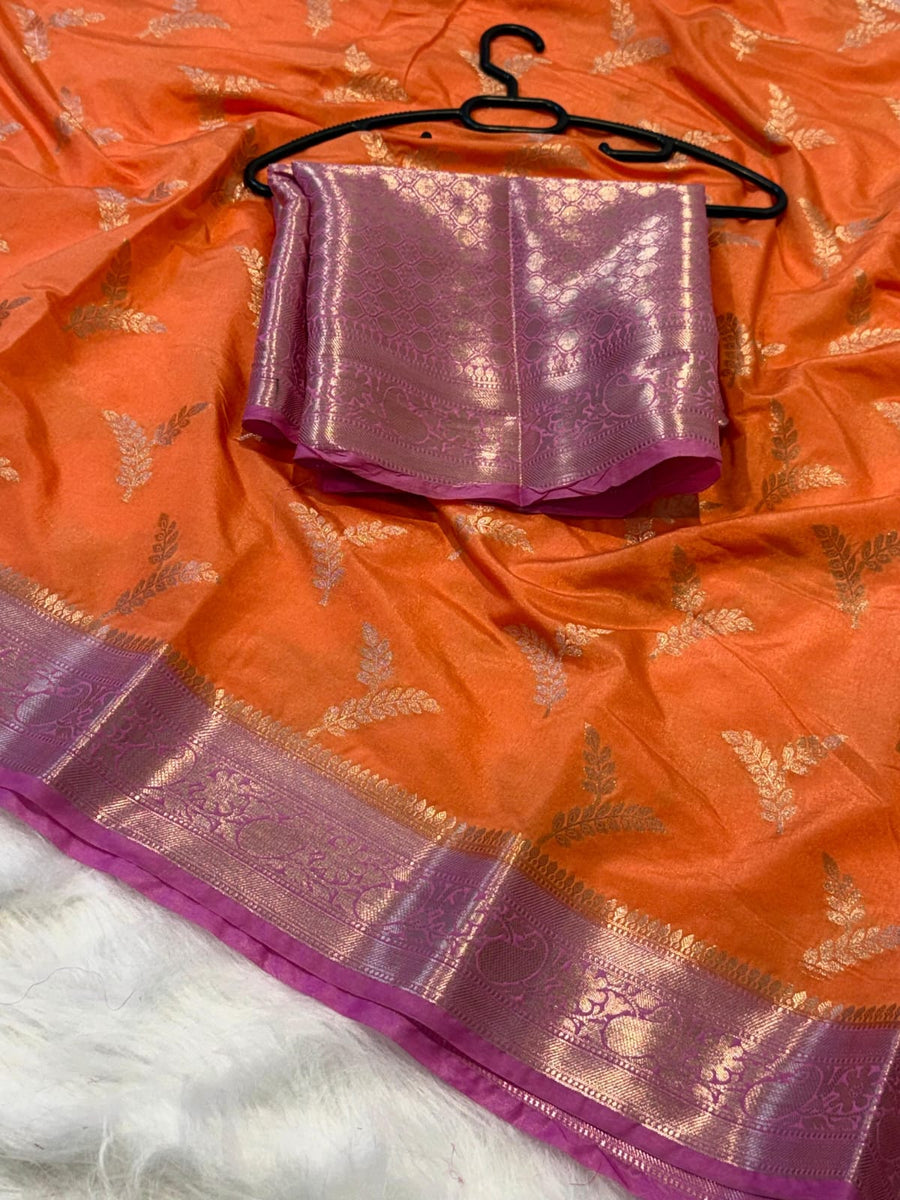 Beautiful Banarasi semi katan silk sarees
