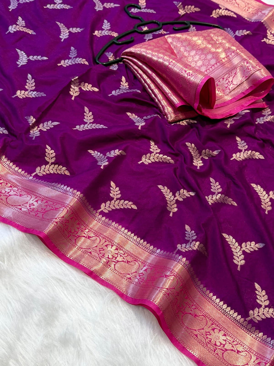 Beautiful Banarasi semi katan silk sarees