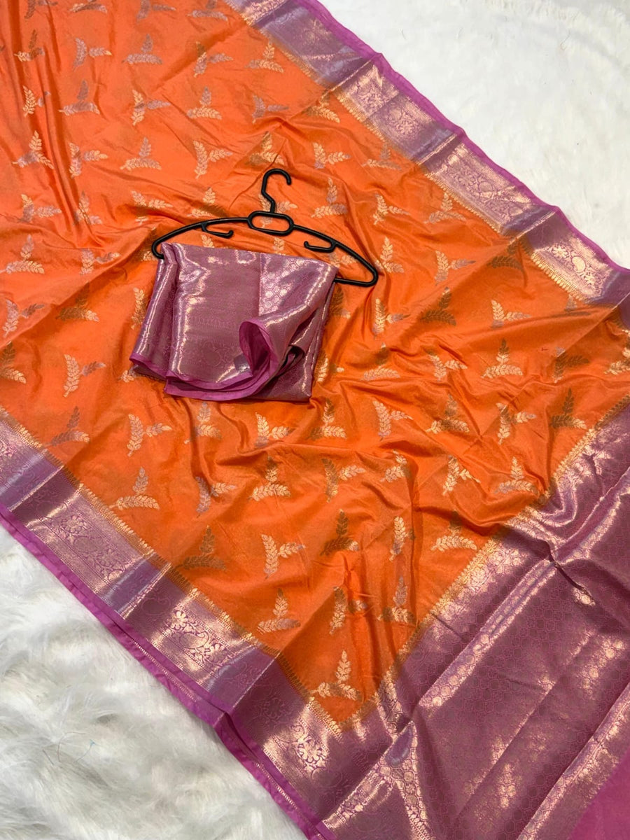 Beautiful Banarasi semi katan silk sarees