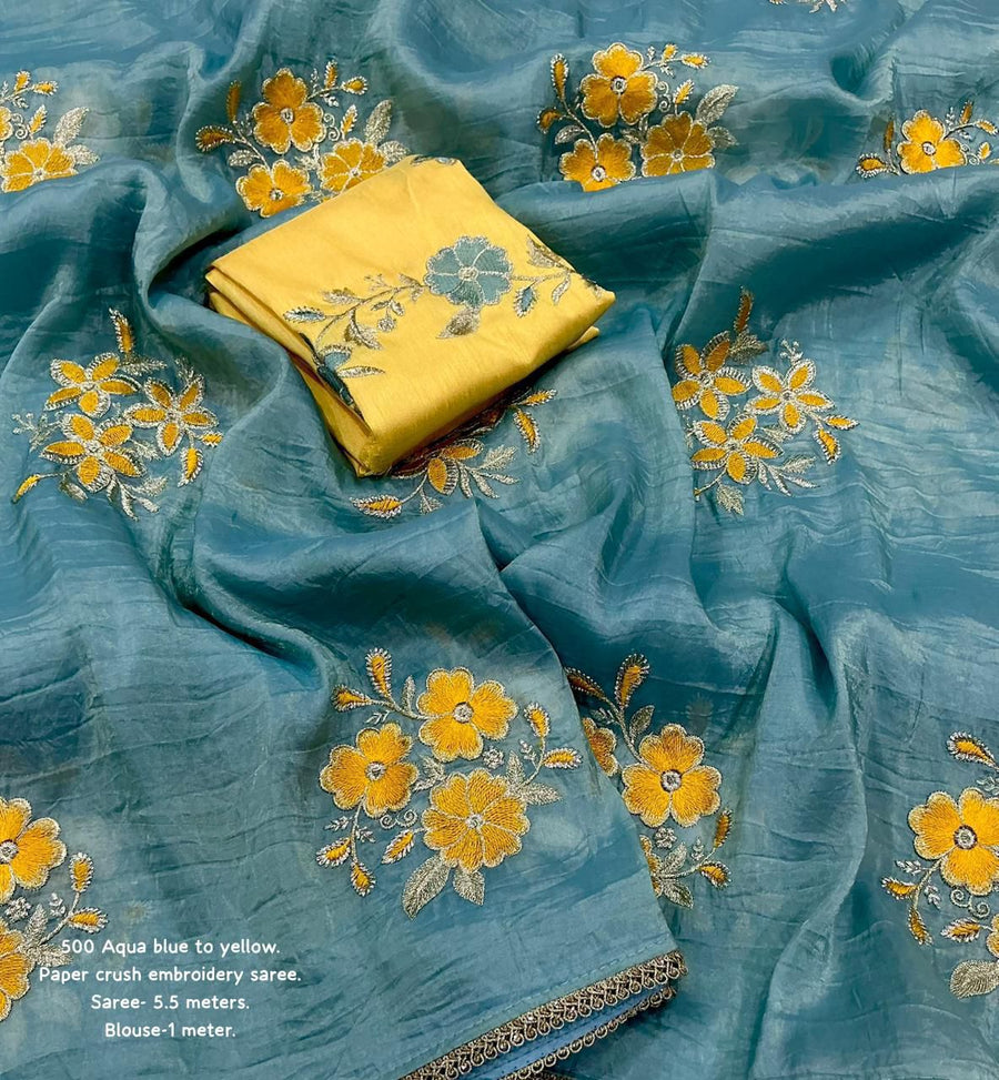 Elegant soft paper crush saree