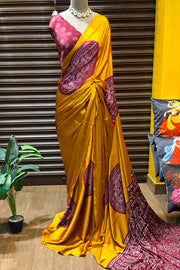 silky satin crepe sarees