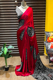 silky satin crepe sarees