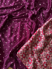 Ajrakh printed semi-pure modal silk saree
