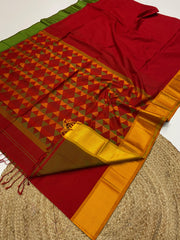 Authentic Maheshwari handloom damruh weaving pallu saree