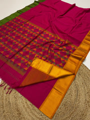 Authentic Maheshwari handloom damruh weaving pallu saree