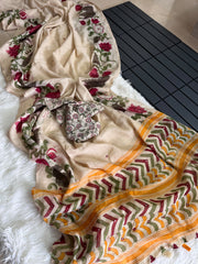 Premium Linen Mirror Saree