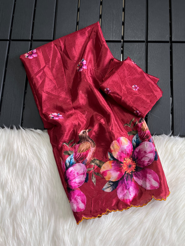 Premium Mangalkari Chinnon Saree