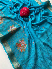Authentic Mangalagiri Pochampally silk pattu dress material