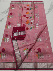 Authentic Mangalagiri Pochampally silk pattu dress material
