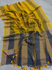 Stunning check linen saree