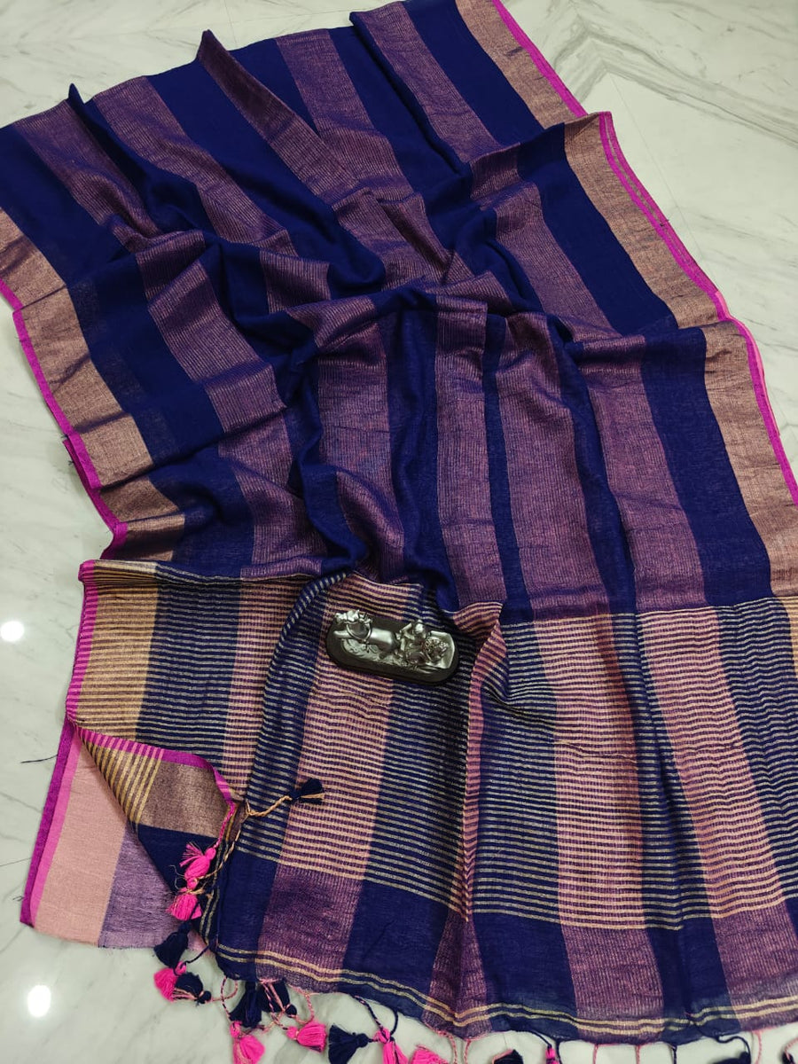 Stunning check linen saree