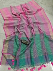 Stunning check linen saree