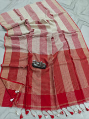 Stunning check linen saree